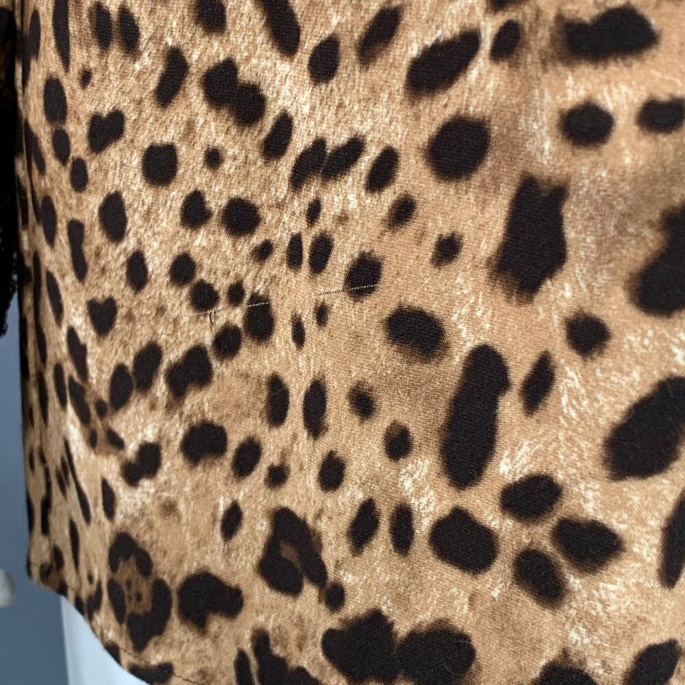 DOLCE & GABBANA Size L Brown Viscose Blend Leopard Sequin Trim Snaps Shirt - Picture 6 of 9